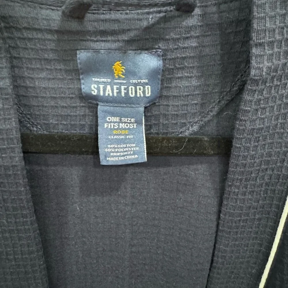 Stanfford men's robe blu‎ and white one size
